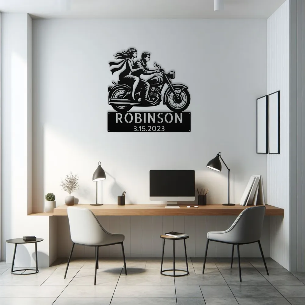 Custom Couple Riding Motorcycle Sign Custom Couple Riding Motorcycle Sign