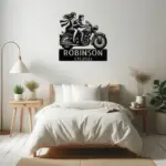 Custom Couple Riding Motorcycle Sign