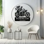 Custom Couple Riding Motorcycle Sign