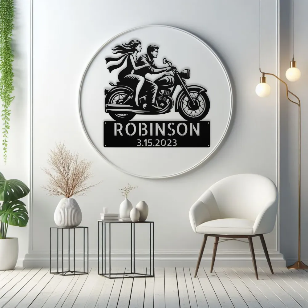 Custom Couple Riding Motorcycle Sign Custom Couple Riding Motorcycle Sign