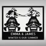 Custom Couple Snowmobile Metal Sign