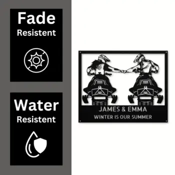 Custom Couple Snowmobile Metal Sign