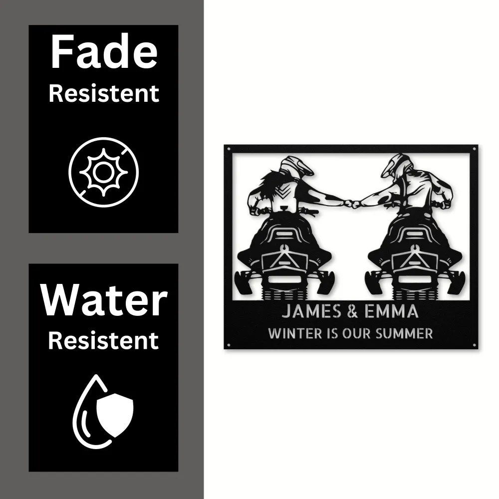 Custom Couple Snowmobile Metal Sign Custom Couple Snowmobile Metal Sign