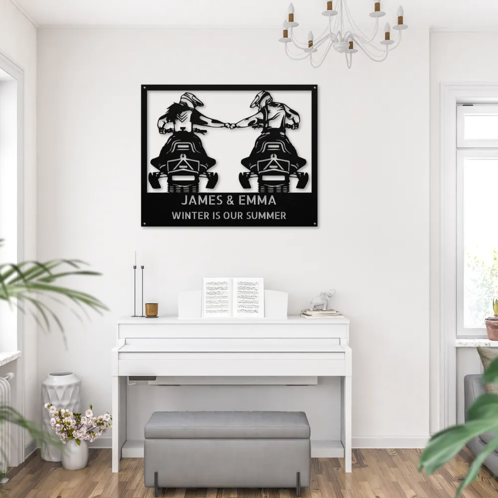 Custom Couple Snowmobile Metal Sign Custom Couple Snowmobile Metal Sign