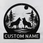 Custom Couple Wolf Metal Sign
