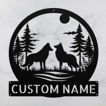Custom Couple Wolf Metal Sign