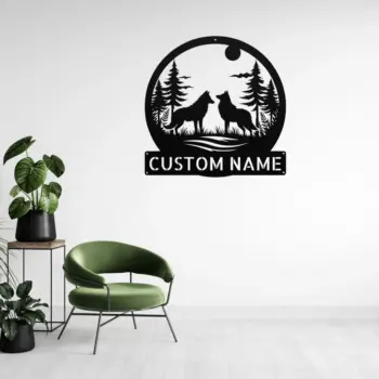 Custom Couple Wolf Metal Sign