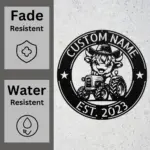 Custom Cow Tractor Metal Sign