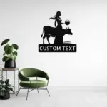 Custom Cow With Girl Metal Sign