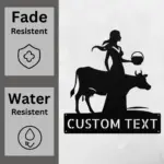 Custom Cow With Girl Metal Sign