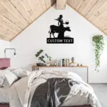 Custom Cow With Girl Metal Sign