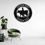 Custom Cow With Man Metal Sign