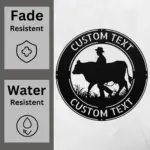 Custom Cow With Man Metal Sign