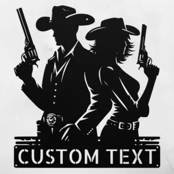 Custom Cowboy And Cowgirl Metal Sign