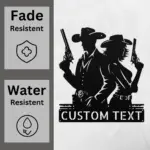 Custom Cowboy And Cowgirl Metal Sign