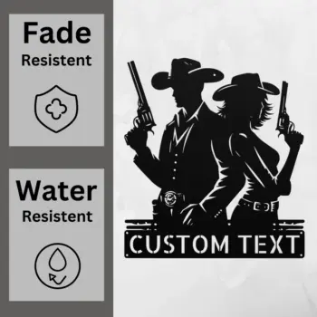 Custom Cowboy And Cowgirl Metal Sign