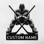 Custom Crossed Hockey Metal Sign