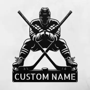 Custom Crossed Hockey Metal Sign