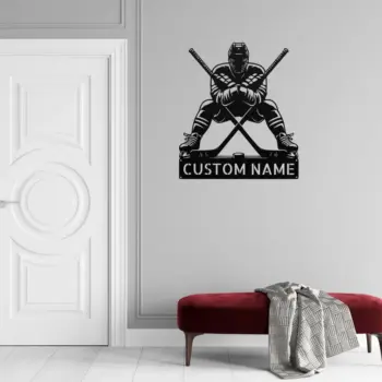 Custom Crossed Hockey Metal Sign
