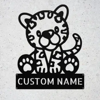 Custom Cute Leopard Metal Sign
