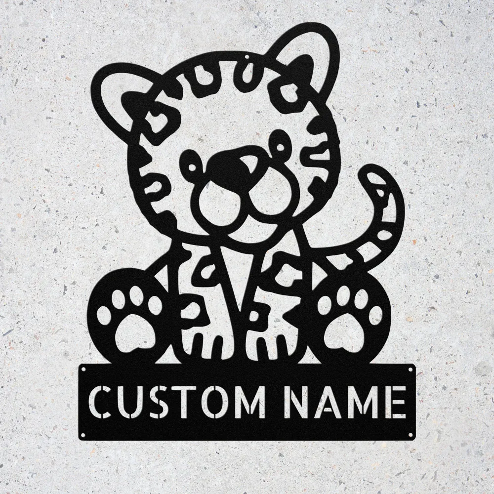 Custom Cute Leopard Metal Sign Custom Cute Leopard Metal Sign