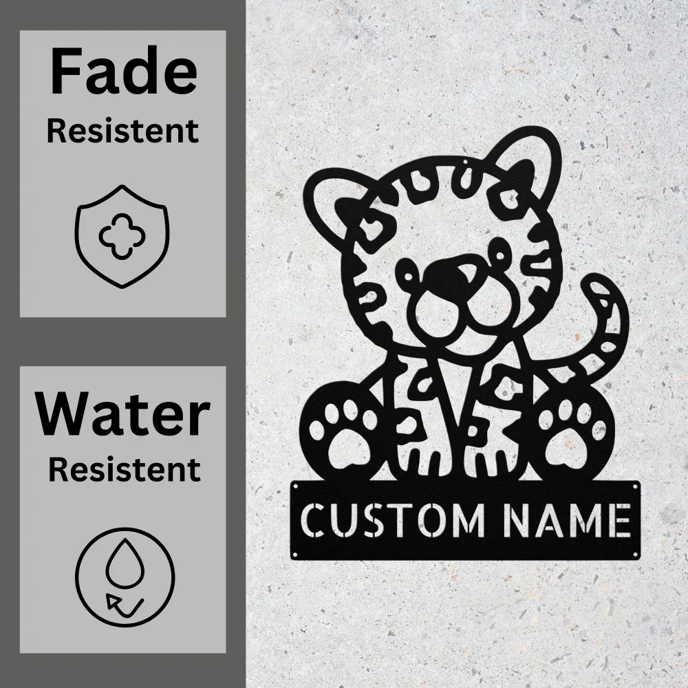 Custom Cute Leopard Metal Sign Custom Cute Leopard Metal Sign