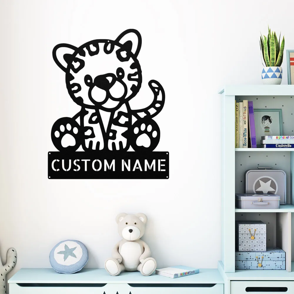 Custom Cute Leopard Metal Sign Custom Cute Leopard Metal Sign