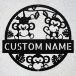Custom Cute Monkeys Metal Sign