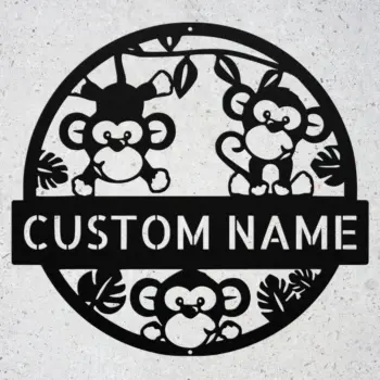 Custom Cute Monkeys Metal Sign