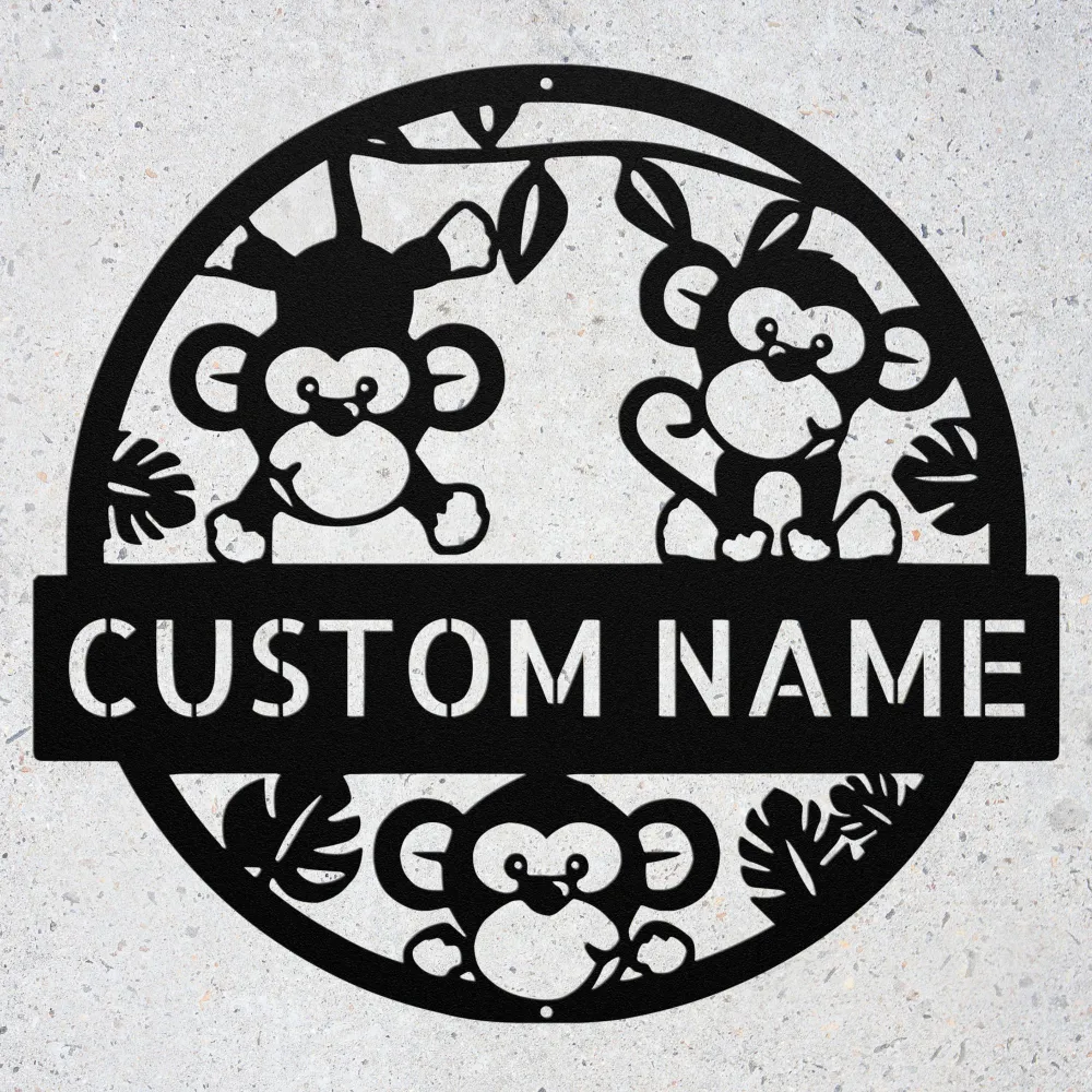 Custom Cute Monkeys Metal Sign Custom Cute Monkeys Metal Sign