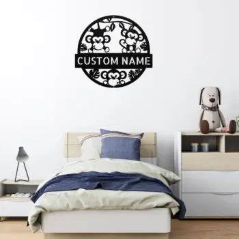 Custom Cute Monkeys Metal Sign