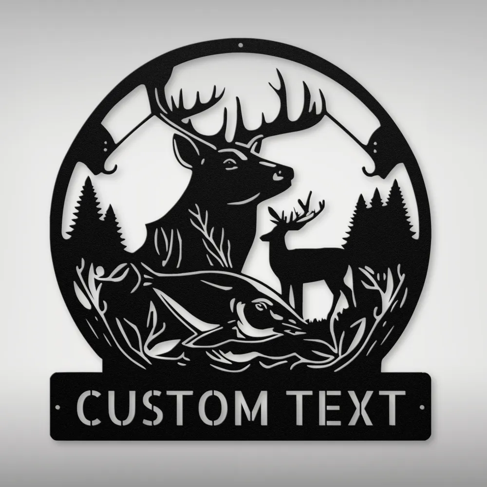 Custom Deer Hunting Fishing Metal Sign Custom Deer Hunting Fishing Metal Sign