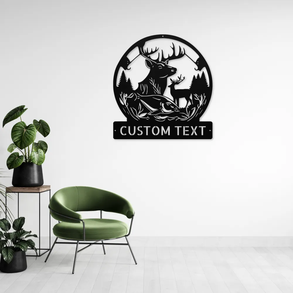 Custom Deer Hunting Fishing Metal Sign Custom Deer Hunting Fishing Metal Sign