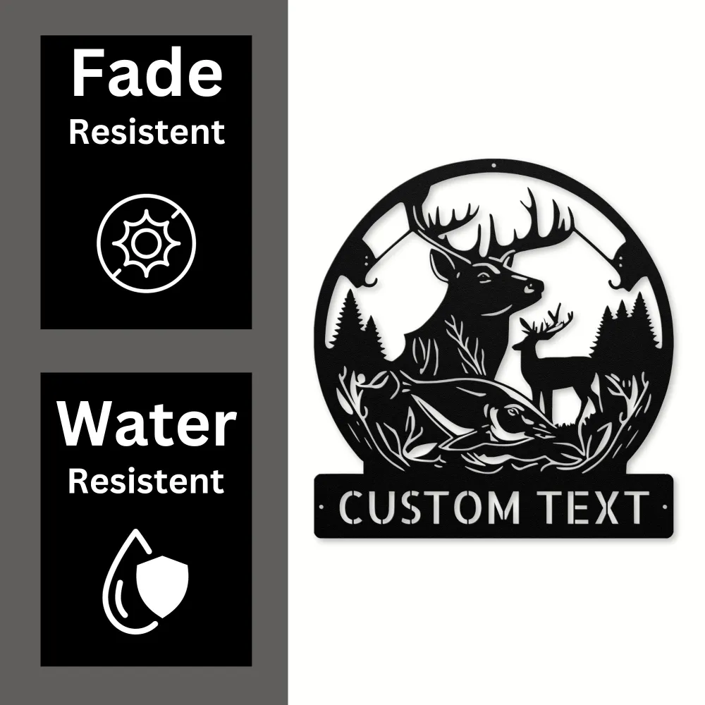 Custom Deer Hunting Fishing Metal Sign Custom Deer Hunting Fishing Metal Sign