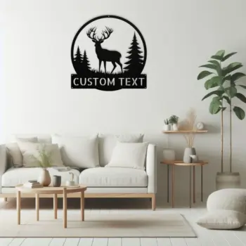Custom Deer Scene Metal Art Sign