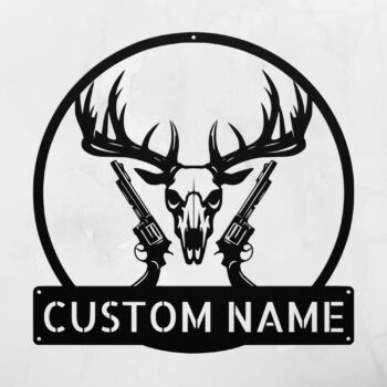 Custom Deer Skull Hunting Metal Sign