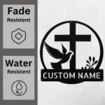Custom Dove Cross Metal Sign