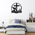 Custom Dove Cross Metal Sign