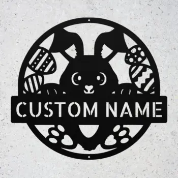 Custom Easter Bunny Metal Sign