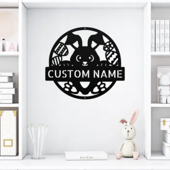 Custom Easter Bunny Metal Sign