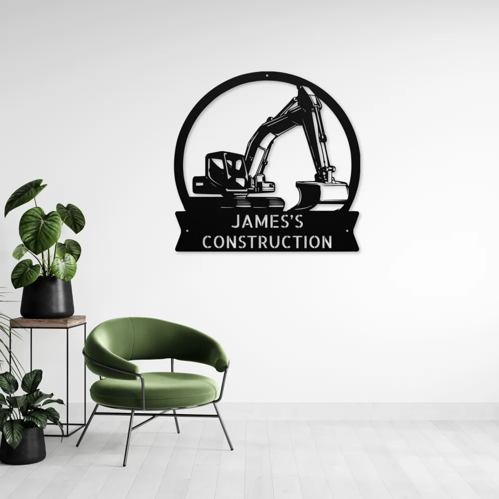 Custom Excavator Metal Sign Custom Excavator Metal Sign