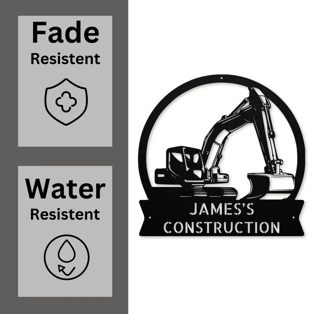 Custom Excavator Metal Sign Custom Excavator Metal Sign