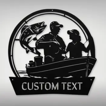 Custom Father Daughter Fishing Metal Sign