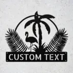 Custom Flamingo And Palm Metal Sign