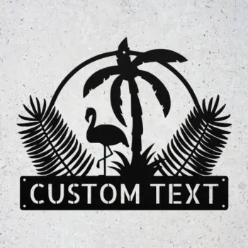 Custom Flamingo And Palm Metal Sign