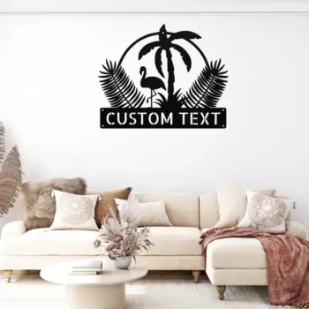 Custom Flamingo And Palm Metal Sign