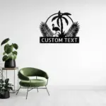 Custom Flamingo And Palm Metal Sign