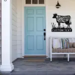 Custom Floral Cow Metal Sign