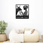 Custom Floral Cow Woman Metal Sign