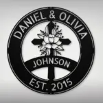 Custom Floral Cross Metal Sign